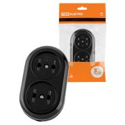 Розеточная колодка 2 гнезда 2П 16А 250B черная «Ретро» (карболит) TDM