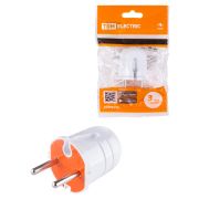 Вилка б/з белая с красной вставкой 10А 250В TDM