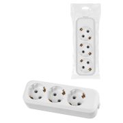 Колодка розеточная 3 гнезда 2П+3 16А 250В белая серии «Народная» К3-3100