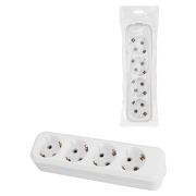 Колодка розеточная 4 гнезда 2П+3 16А 250В белая серии «Народная» К4-3100