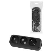 Колодка розеточная 3 гнезда 2П б/з 10А 250В черная серии «Народная» К3-2000