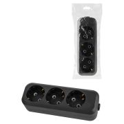 Колодка розеточная 3 гнезда 2П+3 16А 250В черная серии «Народная» К3-3100