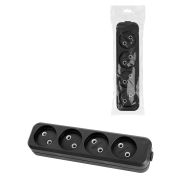 Колодка розеточная 4 гнезда 2П б/з 10А 250В черная серии «Народная» К4-2000