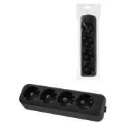 Колодка розеточная 4 гнезда 2П+3 16А 250В черная серии «Народная» К4-3100