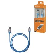 Дата-кабель, ДК 16, USB - micro USB, 1 м, силиконовая оплетка, голубой, TDM