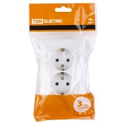 Розетка двойная 2П+З 16А 250В белая «Таймыр» TDM