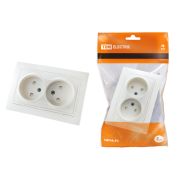 Розетка двойная 2П с защ. шт. 10А 250В белая «Таймыр» TDM