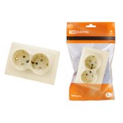 Розетка двойная 2П+З с защ. шт. 16А 250В сл. кость «Таймыр» TDM