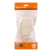 Розетка двойная 2П+З с защ. шт. и крышкой 16А 250В IP44 сл. кость «Таймыр» TDM