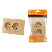 Розетка двойная 2П+З 16А 250В «ЭКО» (сосна) «Таймыр» TDM