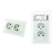 Розетка двойная 2П 10А 250В белая «Таймыр» (пром. упак., бакелит. основание) TDM