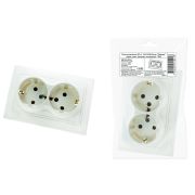Розетка двойная 2П+З 16А 250В белая «Таймыр» (пром. упак., бакелит. основание) TDM