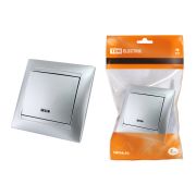 Выключатель 1 кл. с подсветкой 10А серебр. металлик «Лама» TDM