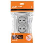 Розетка двойная 2П 10А 250В серебр. металлик «Лама» TDM