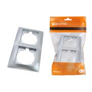 Рамка 2-х постовая горизонтальная серебр. металлик «Лама» TDM