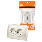 Розетка двойная 2П+З 16А 250В с защитными шторками  перламутр «Лама» TDM