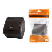Выключатель 1-кл. открытой установки с подсветкой IP44 10А шоколад «Селигер» TDM