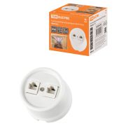 Розетка двойная компьютерная RJ45 белая «Болонь» TDM
