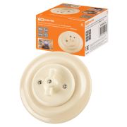 Выключатель скрытой установки фарфоровый поворотный 2-кл. с ручкой (бантик) 10А сл. кость «Болонь» TDM