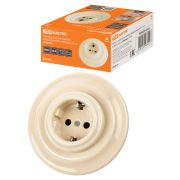 Розетка скрытой установки фарфоровая 2П+З 16А 250В сл. кость «Болонь» TDM