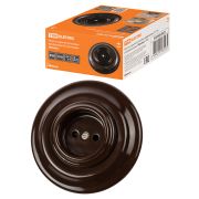 Розетка скрытой установки фарфоровая 2П 10А 250В коричневая «Болонь» TDM