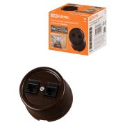 Розетка двойная компьютерная RJ45 коричневая «Болонь» TDM