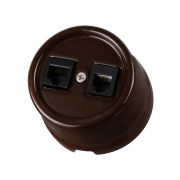 Розетка телефонная RJ11 + компьютерная RJ45 коричневая «Болонь» TDM