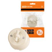 Выключатель поворотный 2-кл. с ручкой (бантик) 10А сл. кость «Виви» TDM