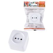 Розетка 2П открытой установки IP20 10А, белая «Дача» Народная