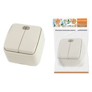 Выключатель 2-кл. открытой установки с подсветкой IP20 10А, сл. кость «Дача» Народная