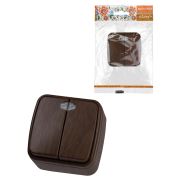 Выключатель 2-кл. открытой установки с подсветкой IP20 10А, венге «Дача» Народная