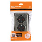 Розетка угловая двойная 2П+3 открытой установки с з/ш IP20 250В 16А бронза «Ладога» TDM