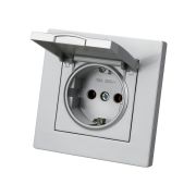 Розетка 2П+З 16А 250В IP44 с крышкой серебр. металлик «Сенеж» TDM