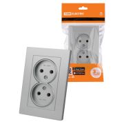 Розетка двойная 2П 10А 250В серебр. металлик «Сенеж» TDM