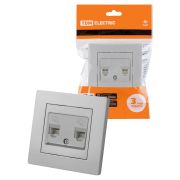 Розетка двойная телефонная RJ11 серебр. металлик «Сенеж» TDM