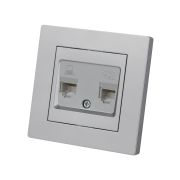Розетка телефонная RJ11 + компьютерная RJ45 серебр. металлик «Сенеж» TDM