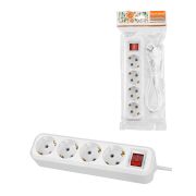 Удлинитель 4 гнезда, 10 метров, с/з, выкл., 16 А, 3680 Вт, белый, НАРОДНЫЙ У1-43059 (Ун1 431-0001)