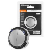 Выключатель 2-кл. 16А 250В проходной кнопочный механизм платина, «Байкал» TDM