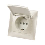 Розетка 2П+З 16А 250В с защитными шторками с крышкой перламутр «Лама» TDM
