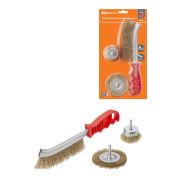 Набор щеток латунированных, 3 предмета: «ручная» 250 мм, «плоская» 75 мм, «чашка» 50 мм, «Рубин», TDM