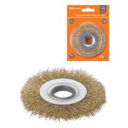 Щетка для УШМ «плоская», 100 мм, посадка d 22,2 мм, латунир. витая проволока d 0,3 мм, «Рубин», TDM