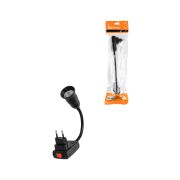 Переходник вилка-Е27 гибкий 150 мм с выключателем, черный, TDM