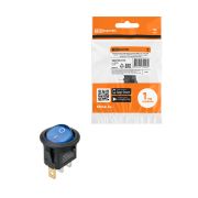 Выключатель клавишный круглый MIRS-101-3-B 250В AC/DC, 1P, 6А, (3с), ON-OFF, черный корпус, синяя клавиша с LED подсветкой TDM