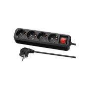 Удлинитель 4 гнезда, 5 метров, с/з, выкл., 10 А, 2300 Вт, черный, НАРОДНЫЙ У1-42056 (Ун1 421-0001)