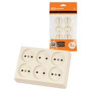 Розетка шестиместная 2П открытой установки IP20 10А сл. кость «Ладога» TDM