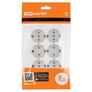 Розетка шестиместная 2П+3 открытой установки IP20 16A с защитными шторками белая «Ладога» TDM