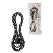 Шнур сетевой с вилкой в тканевой оплетке ПВС-ВП 2x0,75мм2 1,8м, 1400 Вт б/з черный TDM