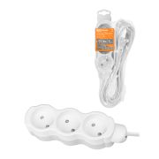 Удлинитель бытовой «Люкс» 3 гнезда, 2 м, б/з, с з/ш, ПВС 2х0,75 мм2, 6 А, 250 В, 1400 Вт TDM У-31012