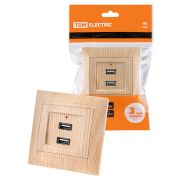 Розетка 2USB порт 2,1А 5В сосна «Лама» TDM