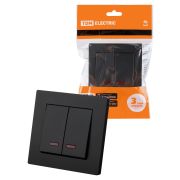 Выключатель 2 кл. с подсветкой 10А черный «Сенеж» TDM